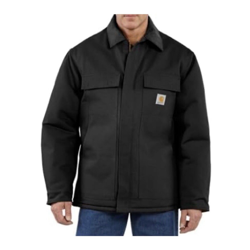 Size L Tall Carhartt Firm Duck Insulated Traditional Coat C0003 Black Loose Fit